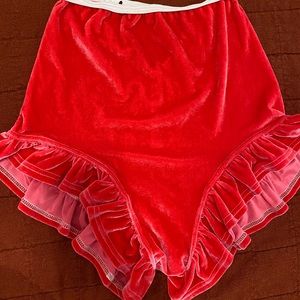 Solstice Intimates Pink velvet ruffle shorts